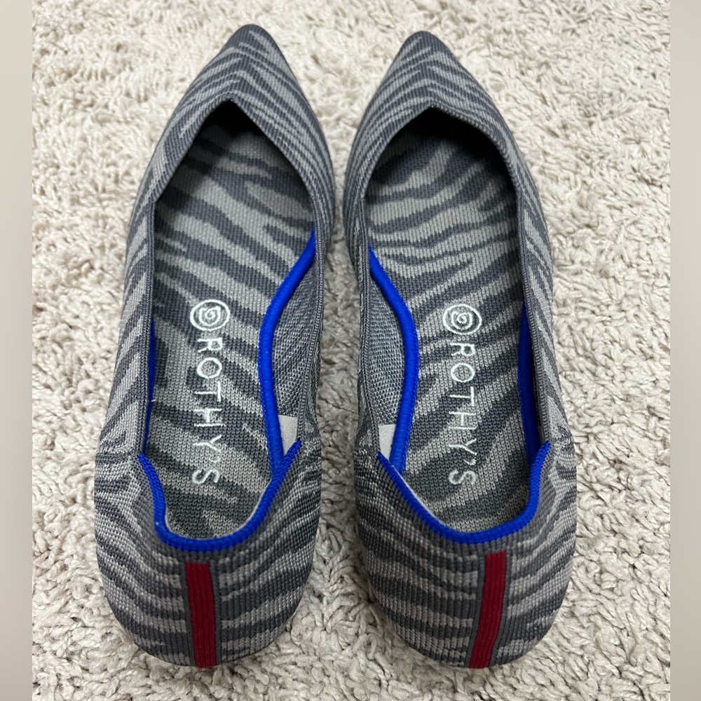 Rothy’s the Point grey zebra flats size 9.5